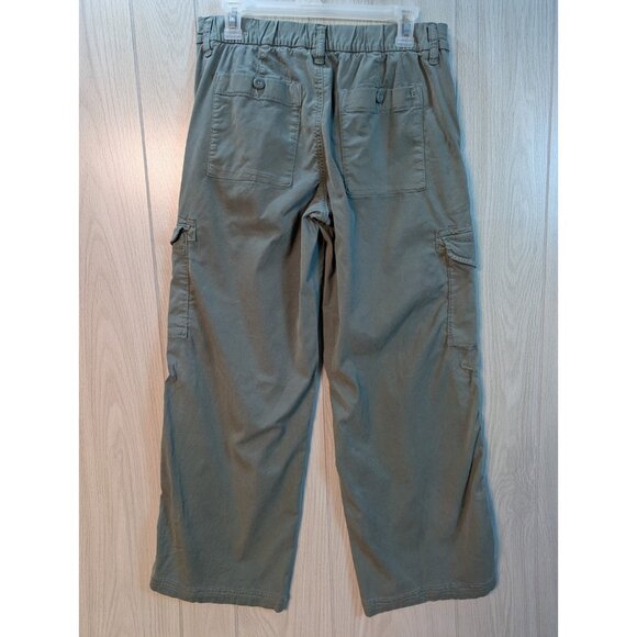 American Eagle Olive Green Cargo Pants Mid-Rise Baggy Wide Leg Stretch Casual 4 - Picture 4 of 11